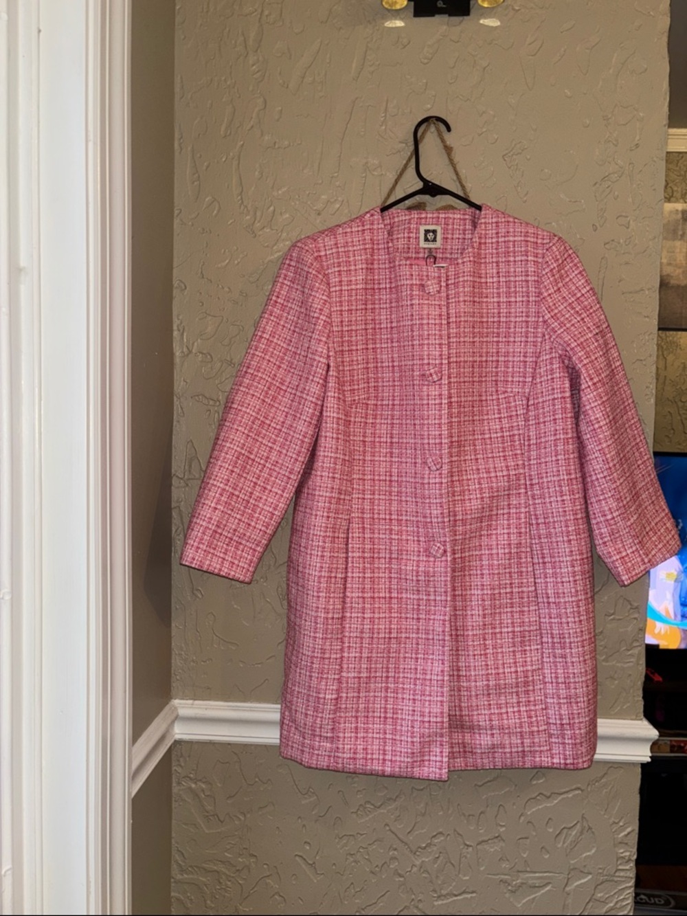 Anne Klein Pink Tweed Pea Coat